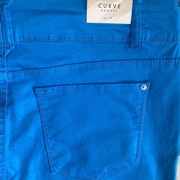 Curve Appeal NWT Tummy Tucking Shaping System Ankle Casual Pant In Ibiza Blue - Picture 4 of 7